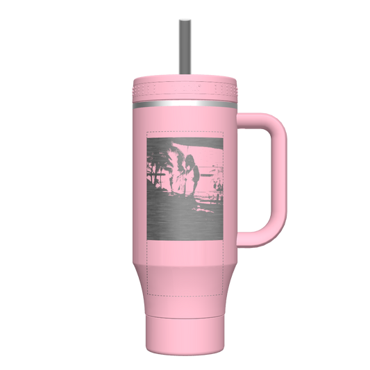 40 oz Tumbler with Handle Blush - customized