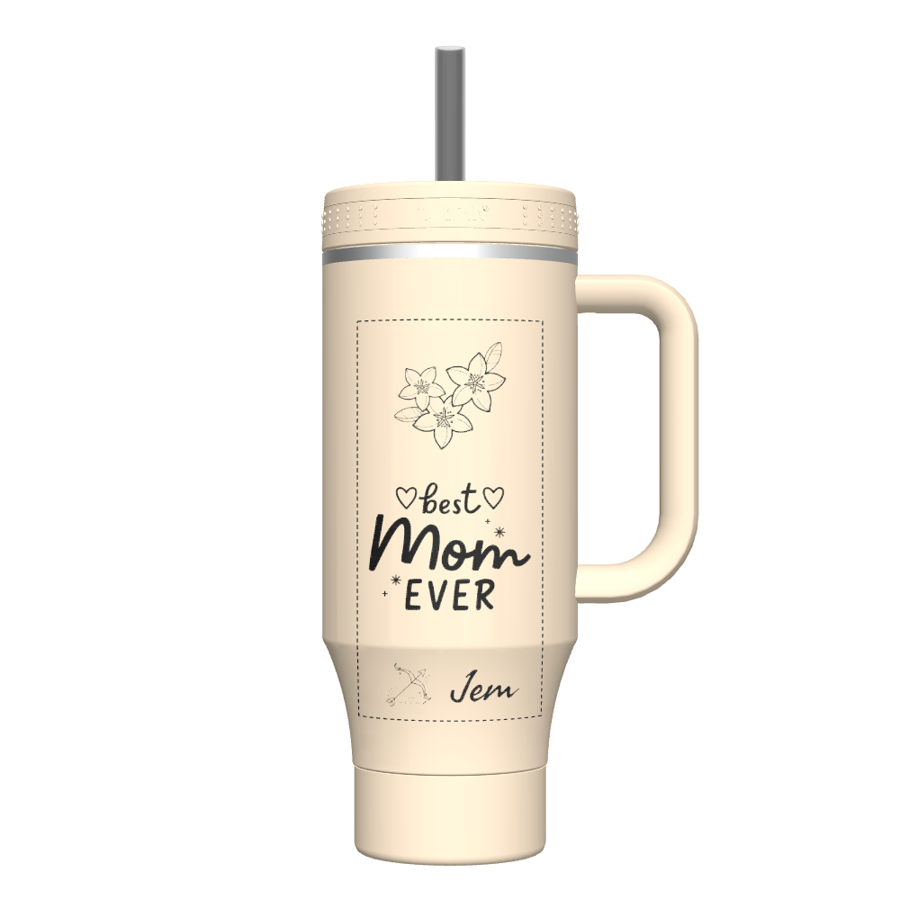 40oz Tumbler with Handle Oatmilk - customized