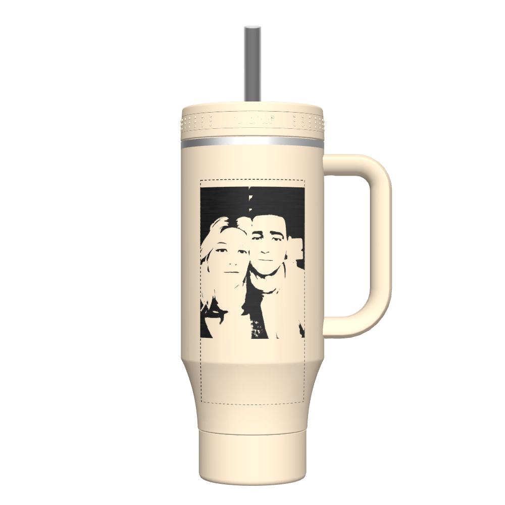 40oz Tumbler with Handle Oatmilk - customized