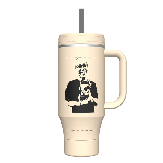 40oz Tumbler with Handle Oatmilk - customized