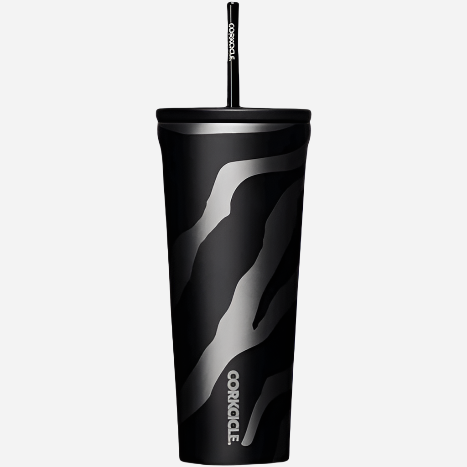Corkcicle 24oz Luxe Zebra Cold Cup with Straw - Stay Refreshed and Fashionable on-the-Go - Perfect Etch