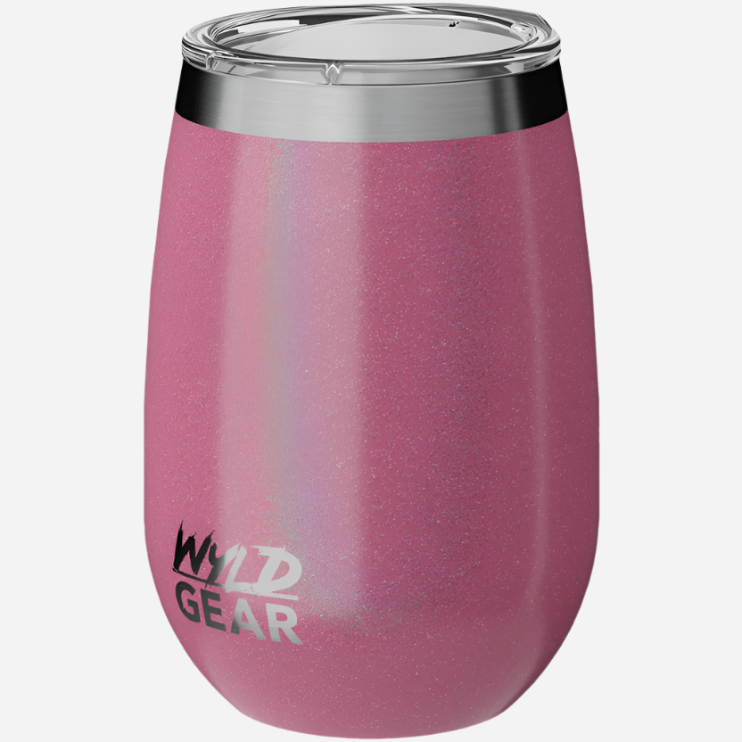 Wyld Wine 12oz Tumbler with 2 Lids - Pink Rainbow Stylish Drinking Companion - Perfect Etch