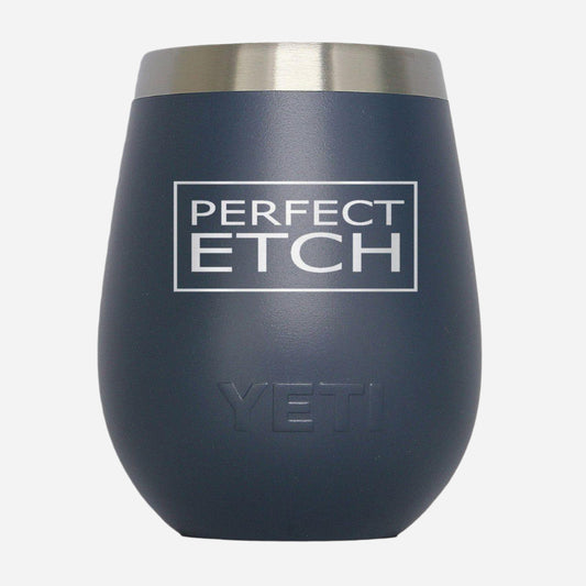 YETI Navy 10 oz Stemless Wine Tumbler - Premium Stainless Steel - Perfect Etch