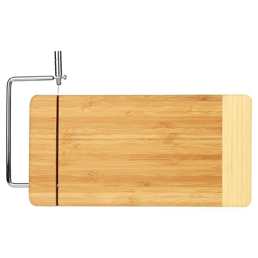 12" x 6" Bamboo Rectangle Cutting Board with Metal Cheese Cutter - Perfect Etch