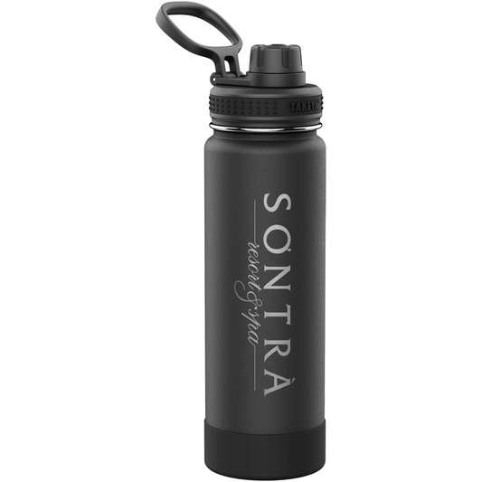 24 oz Takeya Actives Water Bottle with Insulated Spout Lid - Onyx - Perfect Etch