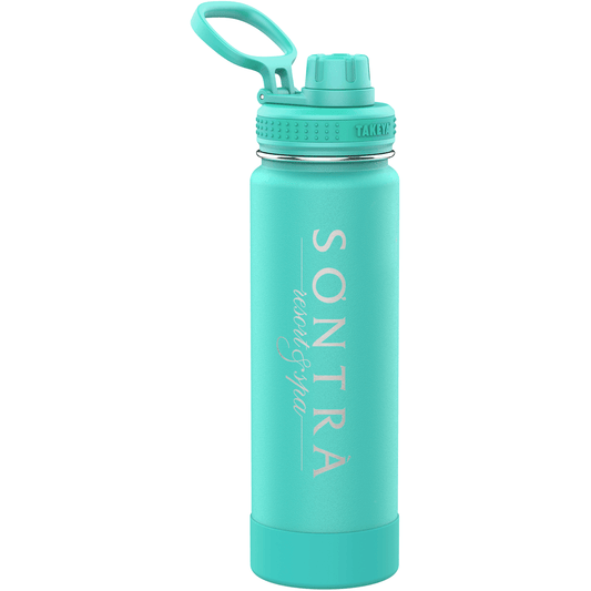 24 oz Takeya Actives Water Bottle with Insulated Spout Lid - Teal - Perfect Etch