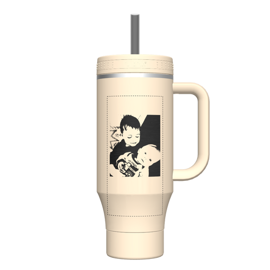 40oz Tumbler with Handle Oatmilk - customized