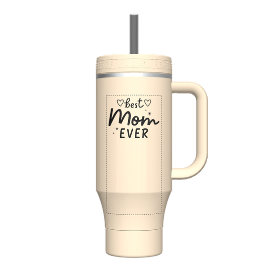 40oz Tumbler with Handle Oatmilk - customized