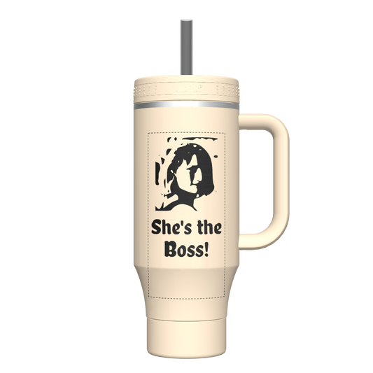 40oz Tumbler with Handle Oatmilk - customized