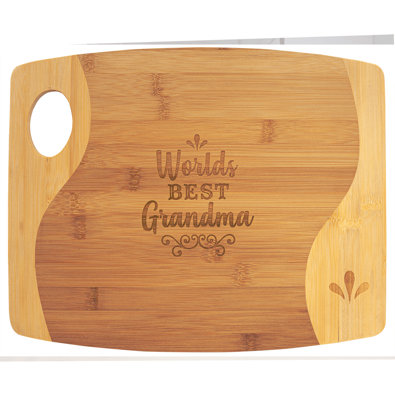 Bamboo Cutting Board with Two Tone with Handle - Versatile Kitchen Essential - Perfect Etch