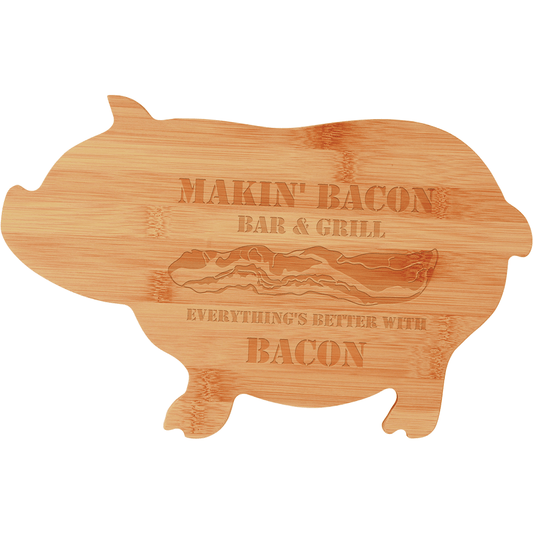 Bamboo Pig Shaped Cutting Board - Whimsical Addition to Your Kitchen! - Perfect Etch