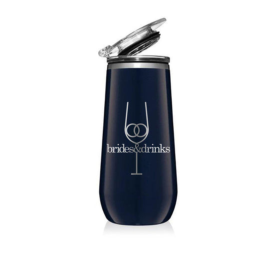 Chill & Bubbly 12oz Navy Champagne Flute - Perfect Etch