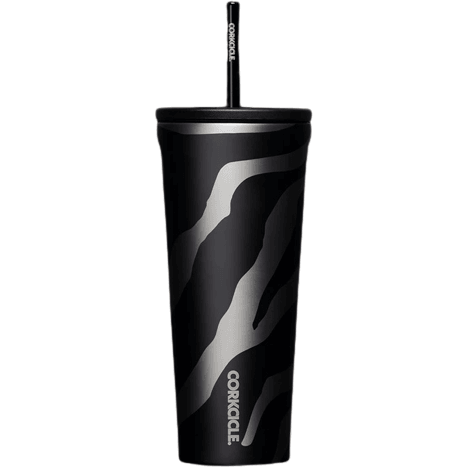 Corkcicle 24oz Luxe Zebra Cold Cup with Straw - Stay Refreshed and Fashionable on-the-Go - Perfect Etch