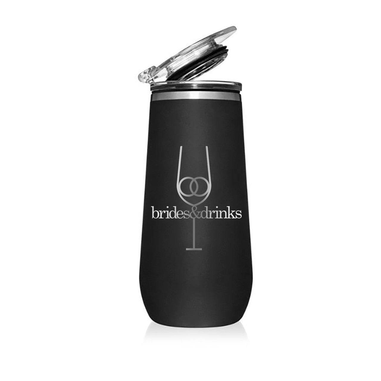 Effervescent Elegance Matte Black Champagne Flute - 12oz Brilliance - Perfect Etch