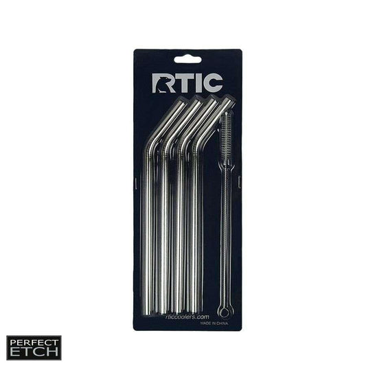Elevate Your Sipping Game: RTIC Stainless Steel Straws - Set of 4 - Perfect Etch