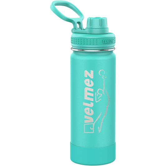 Hydration Companion: Takeya 18 oz Teal Water Bottle with Spout Lid - Perfect Etch