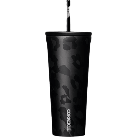 Night Leopard Corkcicle 24oz Insulated Cold Cup with Silicone Straw - Perfect Etch