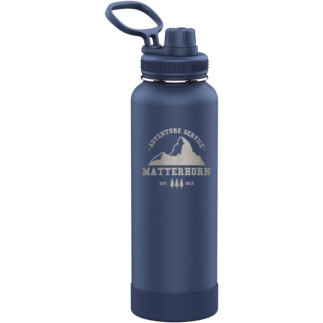 Takeya 40 oz Midnight Insulated Stainless Steel Water Bottle with Spout Lid - Perfect Etch