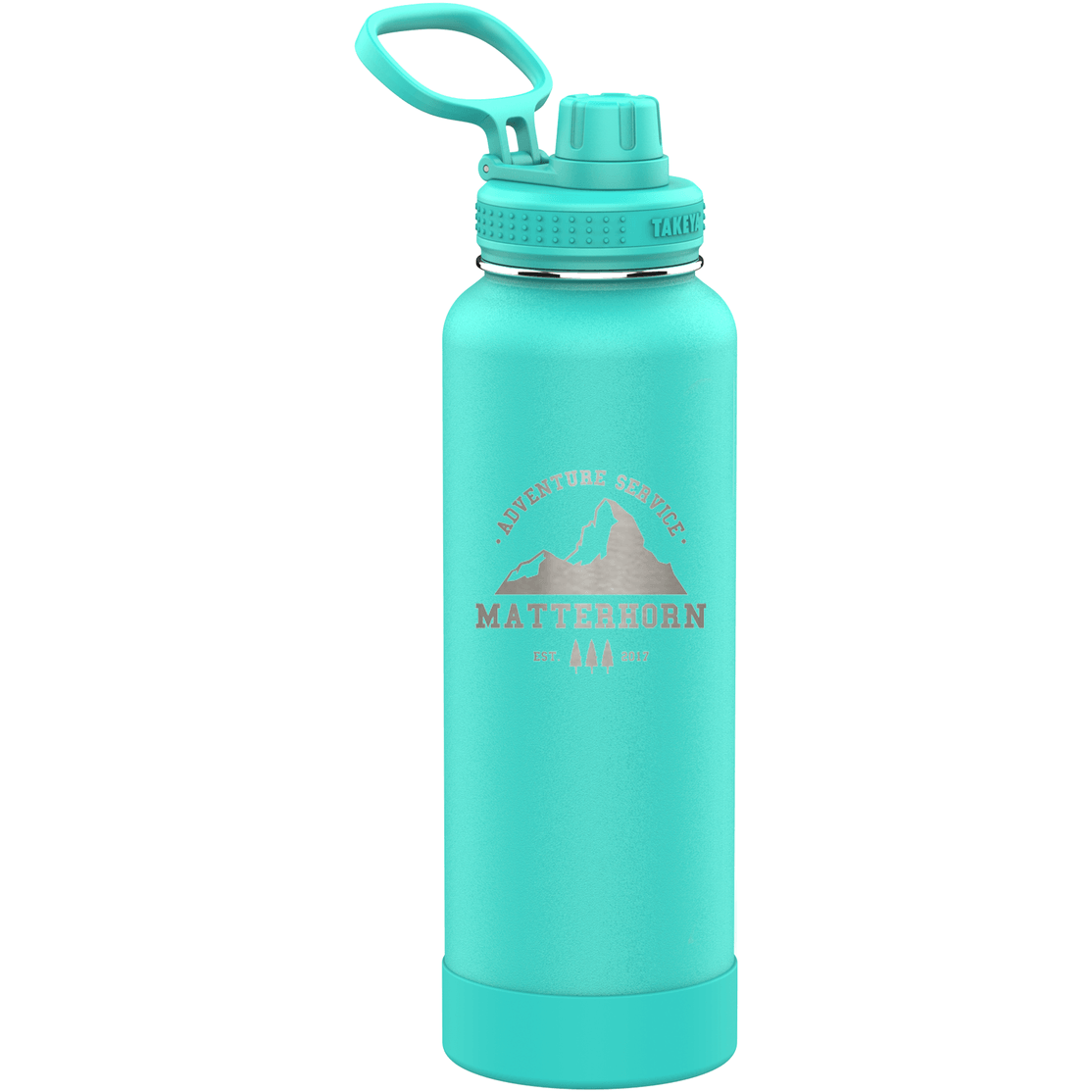 Takeya 40 oz Teal Stainless Steel Water Bottle with Insulated Spout Lid - Perfect Etch