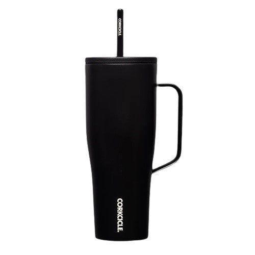 Ultimate Adventure Companion: Corkcicle 30oz Matte Black Insulated Tumbler with Handle - Perfect Etch