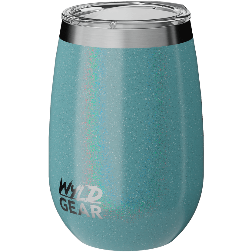 Wyld Wine Tumbler 12oz - Tiffany Rainbow, Dual Lid Edition - Perfect Etch