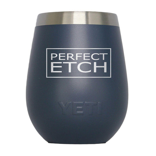 YETI Navy 10 oz Stemless Wine Tumbler - Premium Stainless Steel - Perfect Etch